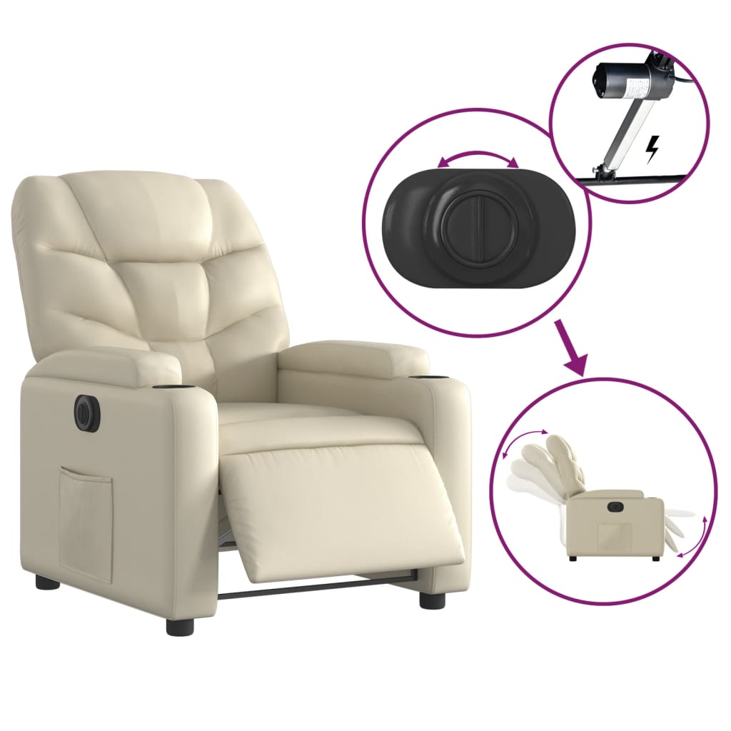 Fauteuil inclinable électrique Crème Similicuir - COMFORTXL - 4