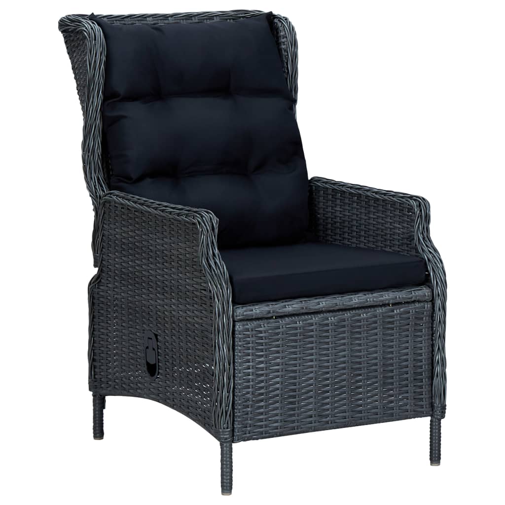 Mobilier à dîner 9 pcs avec coussins Résine tressée Gris foncé 3 - 4