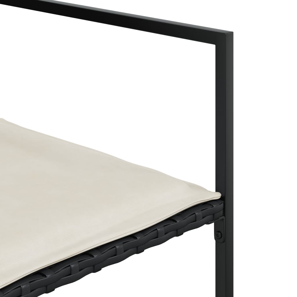 Set de muebles jardín 5 piezas con cojines ratán sintético negro - 5