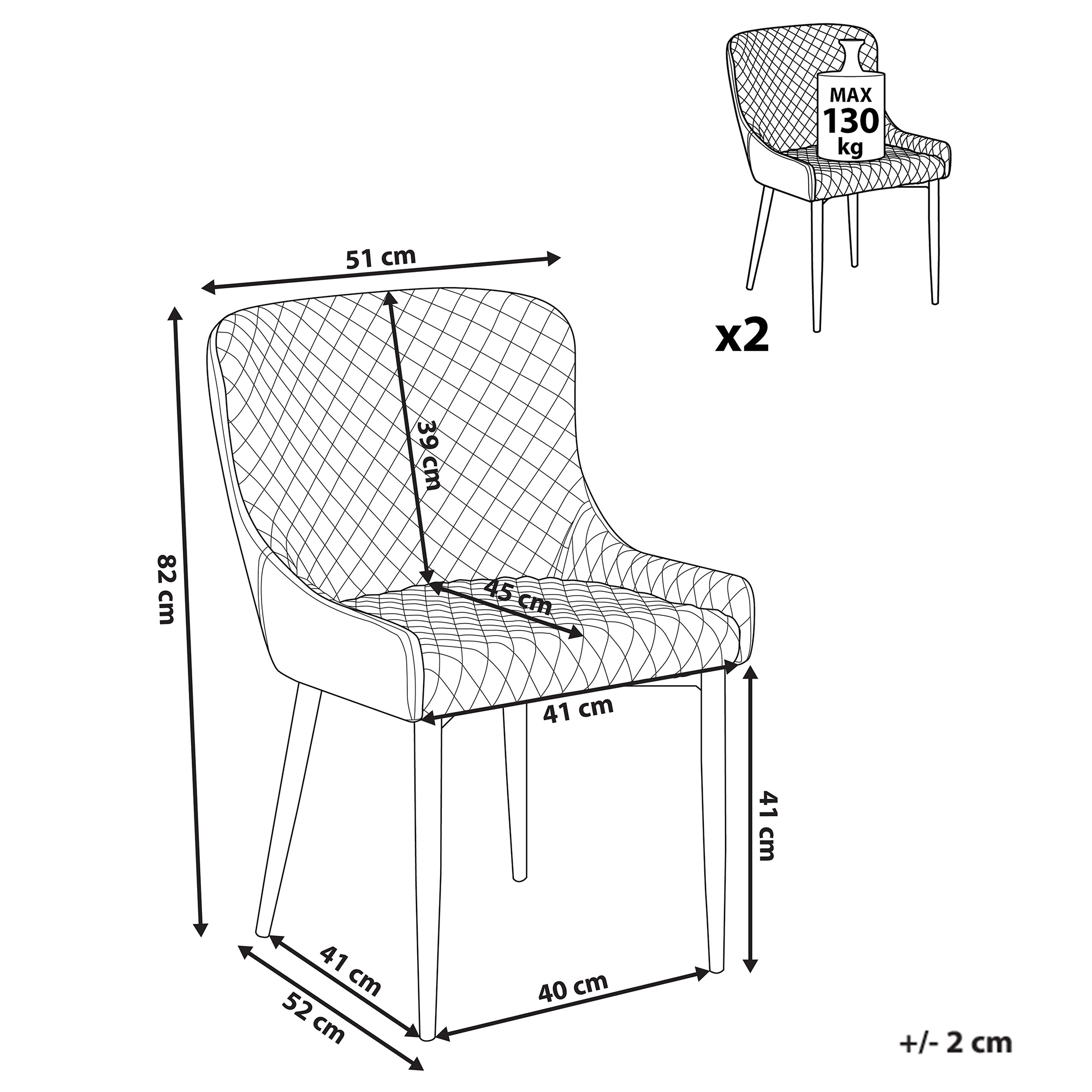 Set di 2 sedie da pranzo SOLANO Velluto Grigio - 3