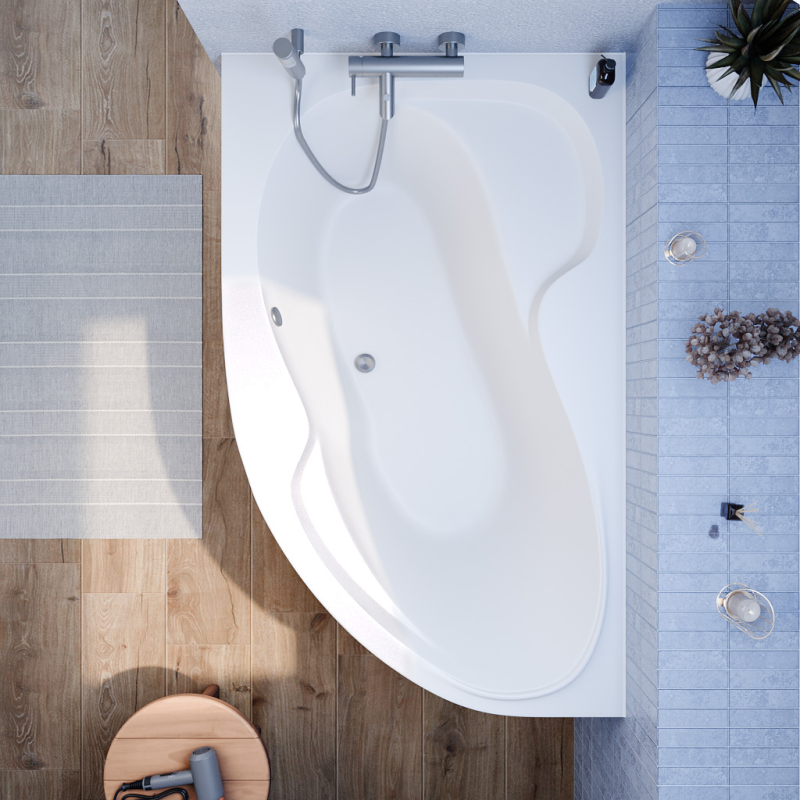 160x100 cm Laguna Fortuna Plus baignoire d'angle en acrylique, gauche + tablier 160 cm + pieds, blanc (FO1600LPLUS-SET1) - 2