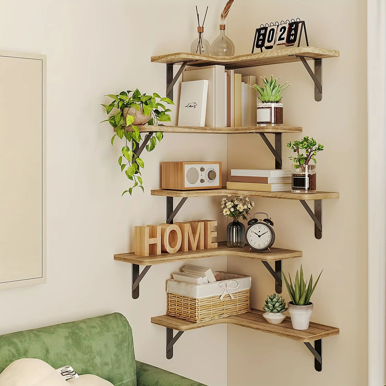 ZAEWRY scaffalatura a cinque ripiani da parete, pannello sospeso a parete, scaffalatura per bagno, cucina, camera da letto - 5