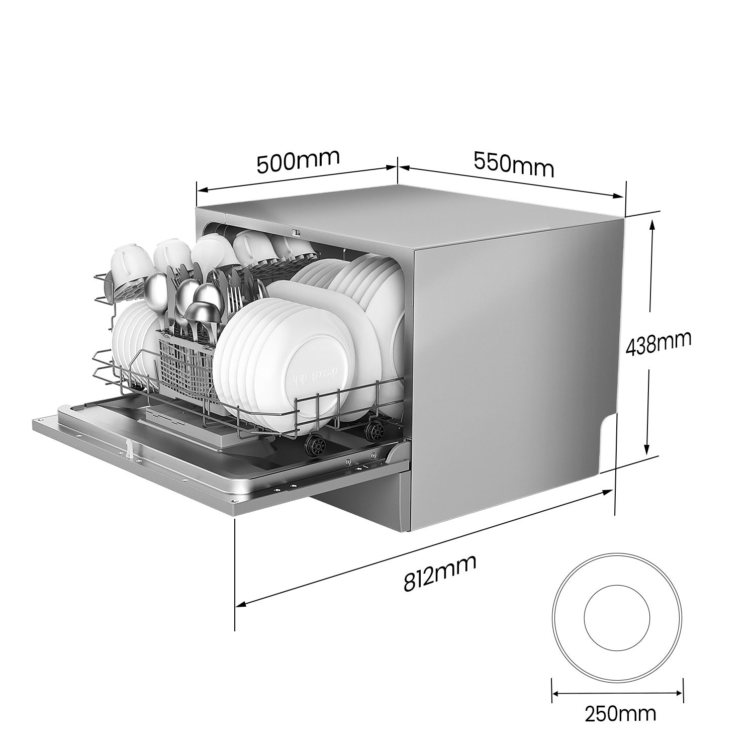 Comfee Lave-vaisselle pose libre TD602E-S L55cm 47db avec 6 couverts, 6 programmes, Commande tactile Affichage LED Inox - 7