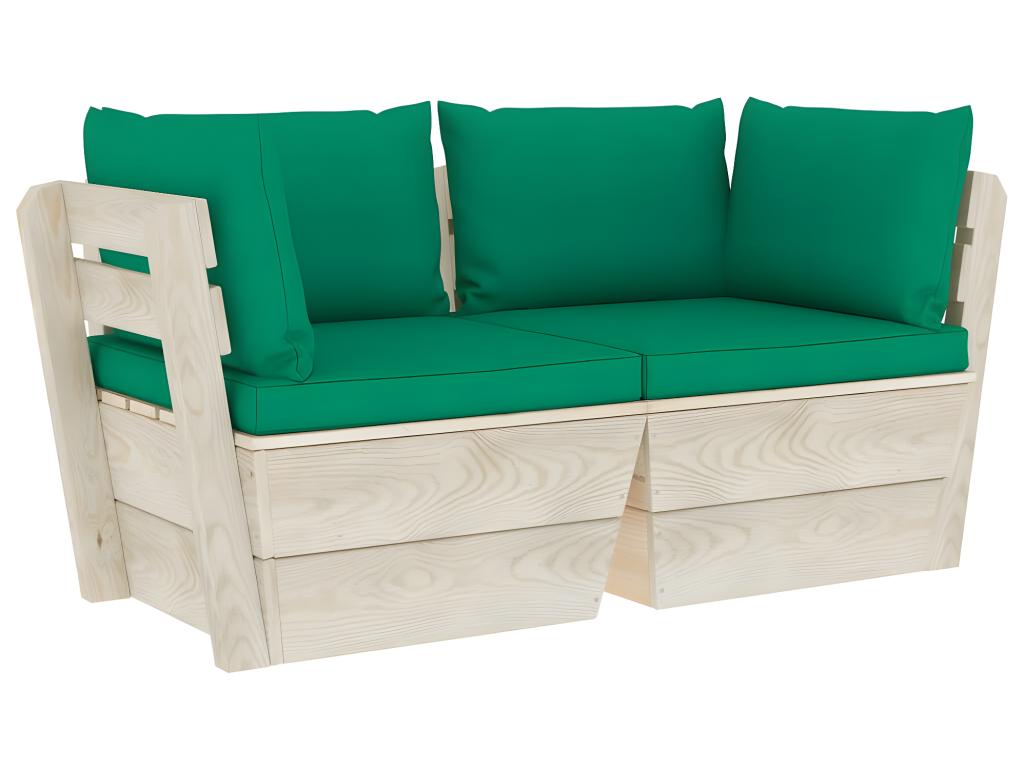 Divano da giardino pallet 2 posti con cuscini in legno di abete 02_0013280 - 5