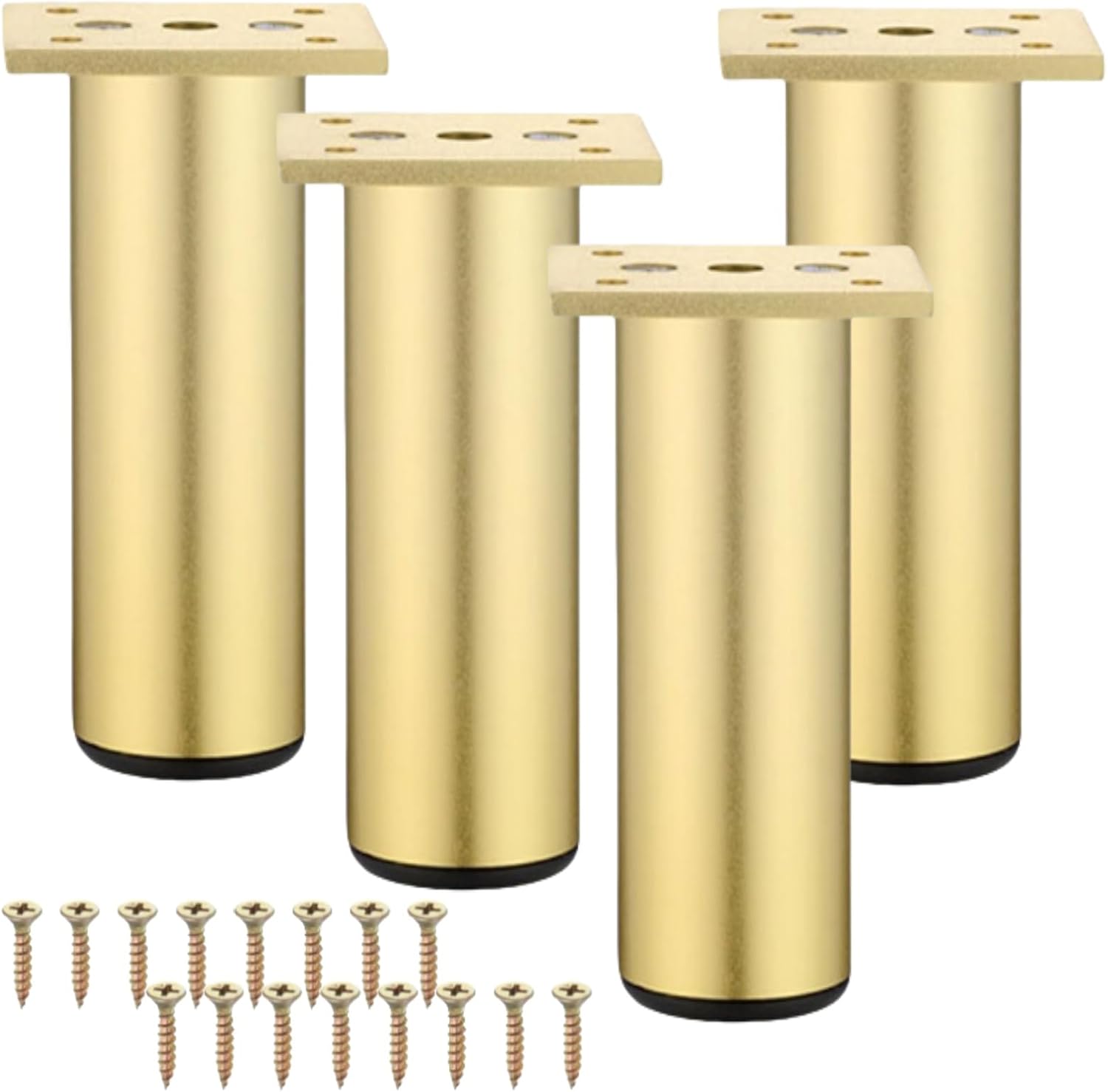Zestaw 4 regulowanych nóżek meblowych ze stopu aluminium - 20 cm - do szafek, mebli biurowych, sof - złoty