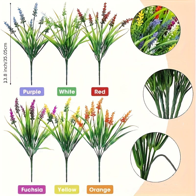 OBOSOE 6 décorations artificielles de lavande, bouquet de lavande artificielle, verdure décorative pour jardin, rouge - 2