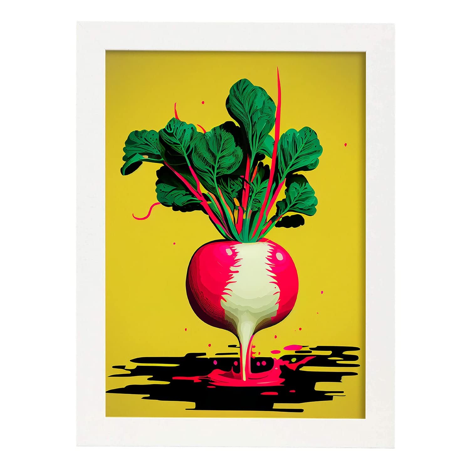 Nacnic poster de rábano a todo color ilustraciones de frutas verduras y comida sana en estilo arte urbano y model 1 a3 con marcos blancos