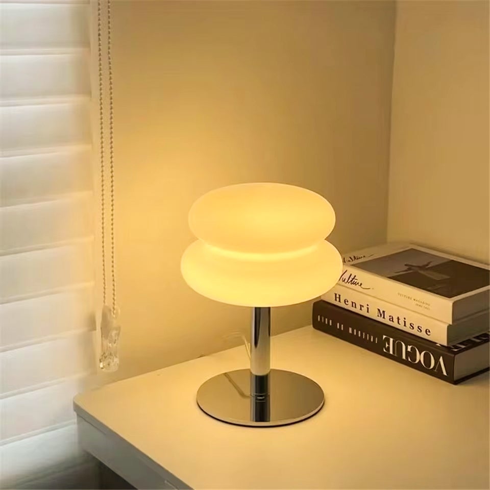 Lampe de table LED, lumière d'ambiance rétro en verre, jolie lampe de table, lampe de chevet USB (crème) - 4