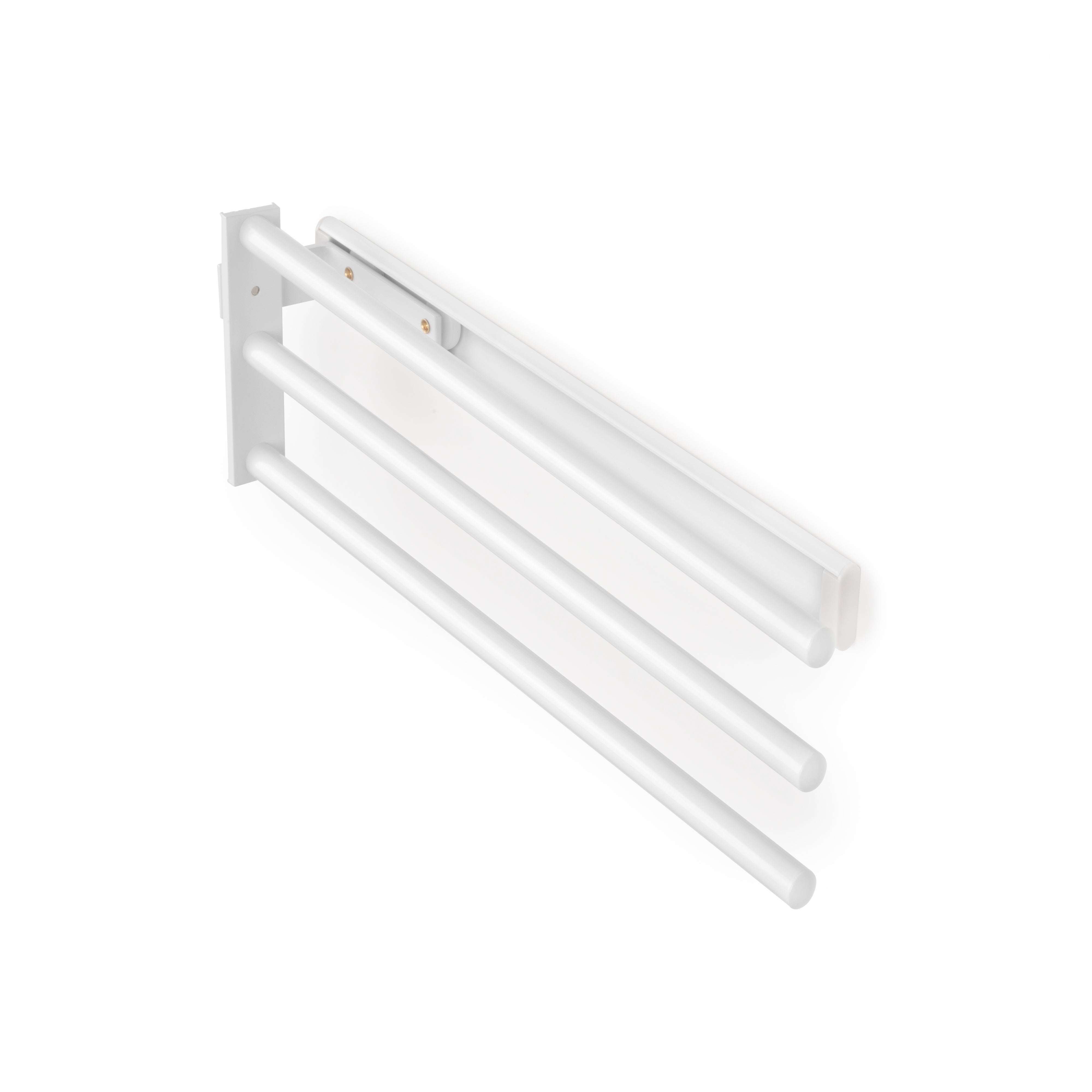 Emuca Wysuwany wieszak na ręczniki, 3 ramiona, Aluminium, Malowany na biało