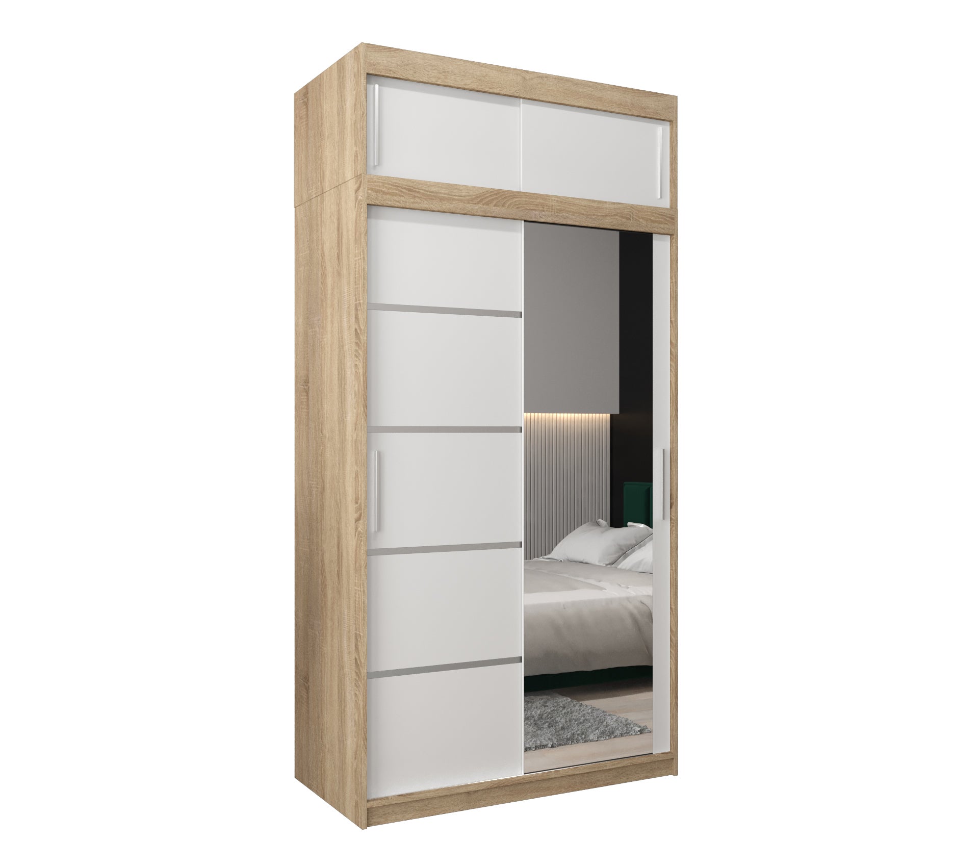Szafa przesuwna z nadstawką garderoba Verona 2 120 x 62 x 240 cm Sonoma + Biały - Abiks Meble