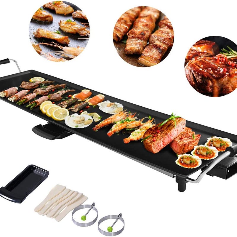 Teppanyaki Grill Elektryczny 90 x 23 cm, Płyta Grillowa 1800 W z Powłoką Zapobiegającą Przywieraniu