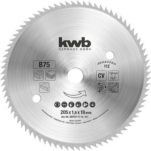 Kwb Lame De Scie Circulaire 160 X 16 Mm, Coupe Très Fine, Lame De Scie Adaptée Aux Plans De Travail, Au Bois Et Aux Panneaux Revêtus