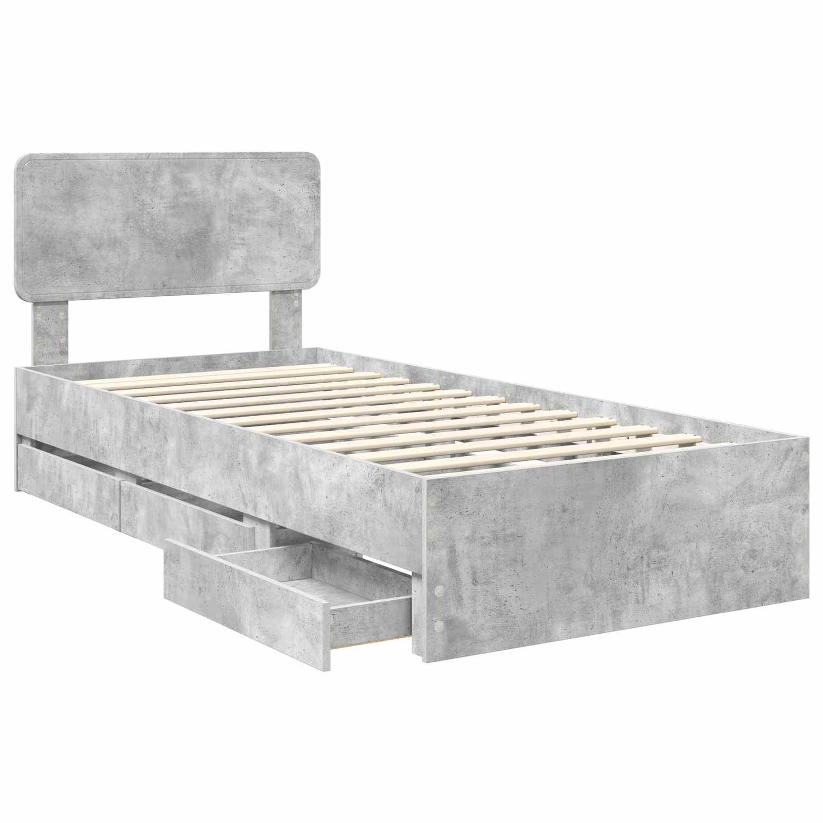 Cadre de lit en panneau de bois, gris béton, pour la chambre, 75 × 190 cm - 5