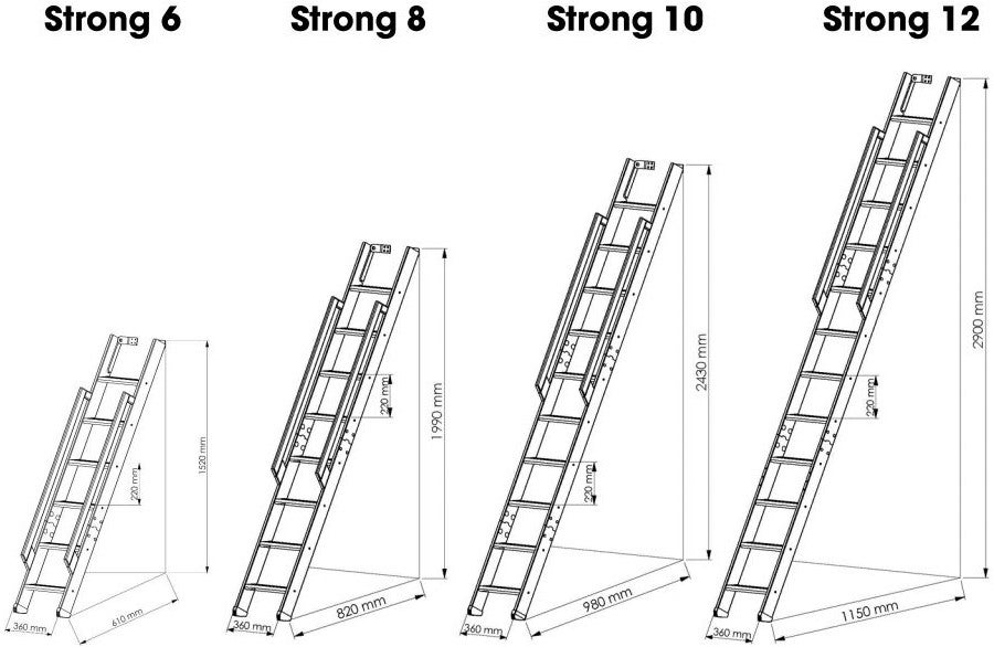 Escalier droit en bois de pin BUDGET+ – Escalier avec contremarche et rampe – largeur 80 cm – pour hauteur 280 cm - 4