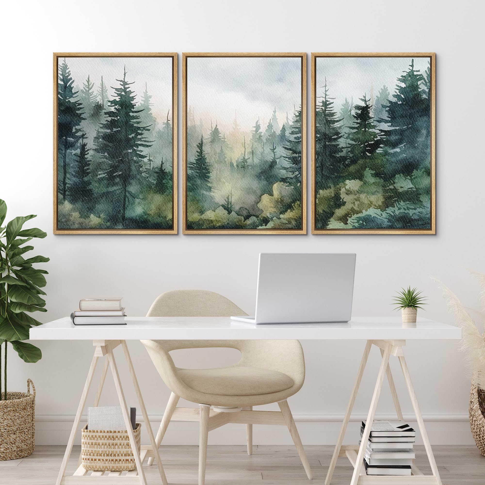 Ensemble de 3 art mural vintage encadré, peinture murale, peinture d’art mural en pin, peinture murale de paysage, art de salon moderne, 30 * 40 cm - 4