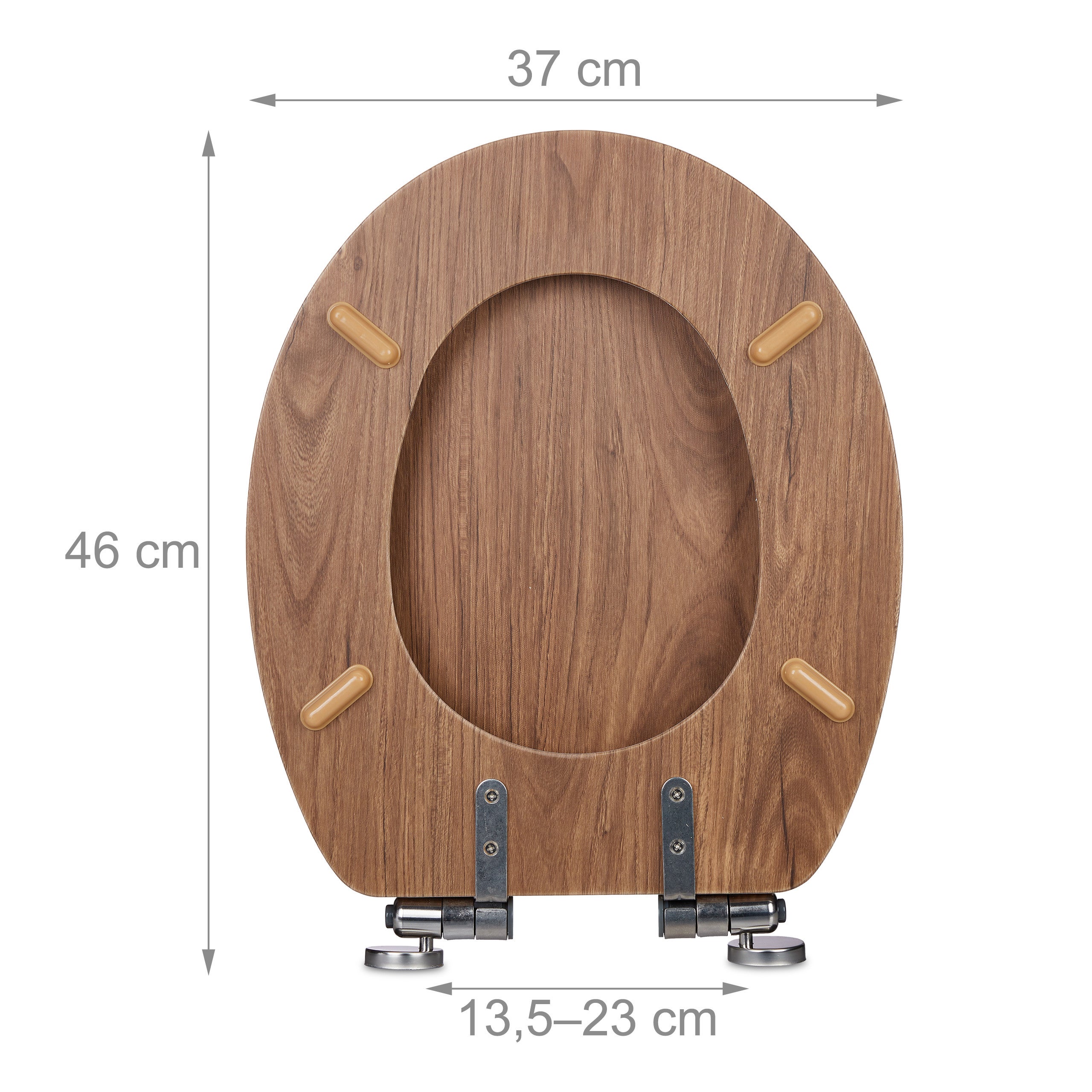 Relaxdays Tapa y Asiento WC, Caída Amortiguada, 37x46 cm, Tapadera Inodoro Ovalada, Quick Release, Efecto Madera, Marrón - 4