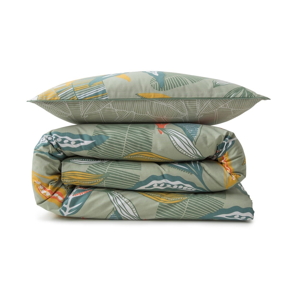 Parure de lit 2 personnes en coton 57 fils imprimé vert 260x240cm - 3