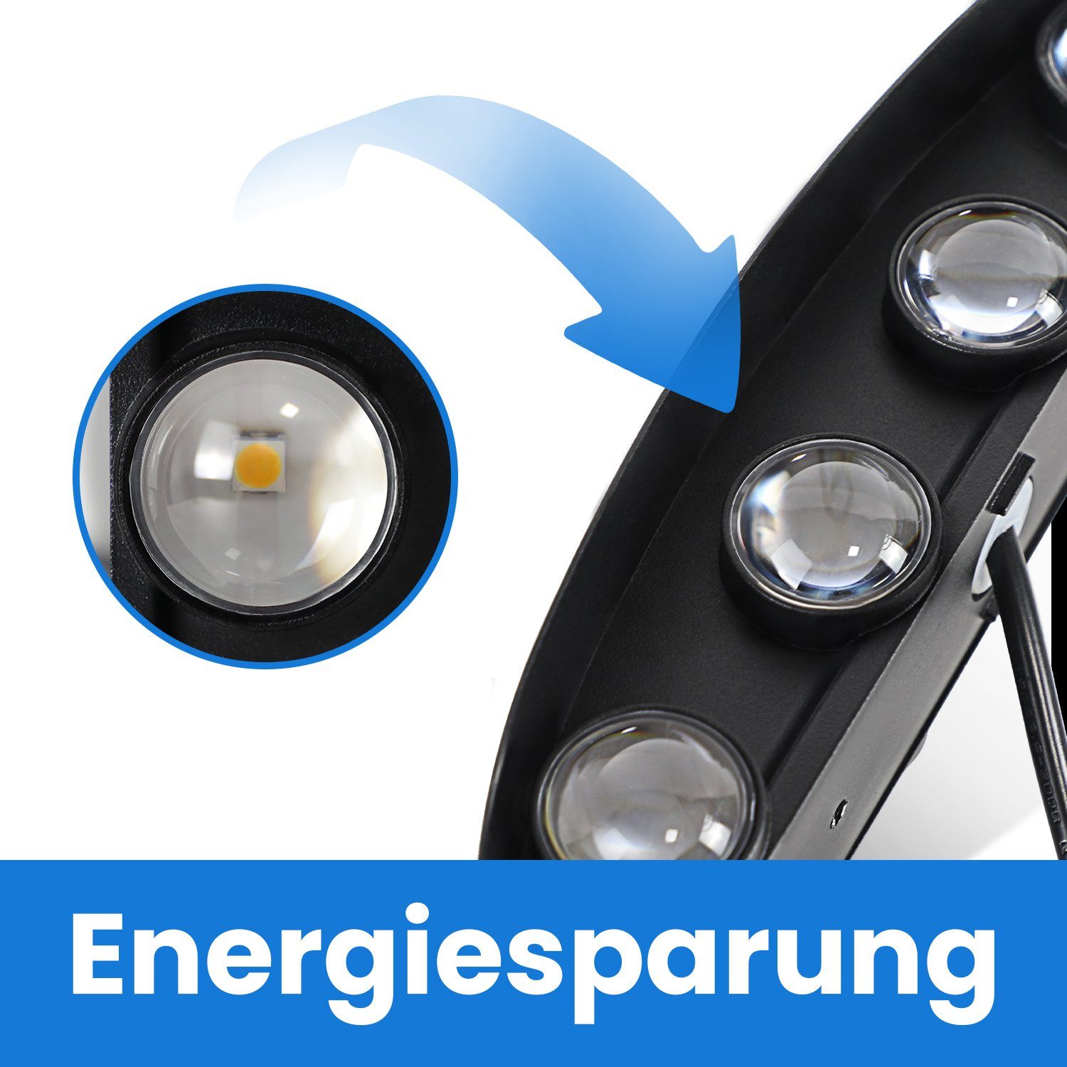 NETTLIFE Kinkiet LED do wnętrz: zestaw 2 czarnych kinkietów zewnętrznych góra i dół o mocy 7 W IP65 - 4