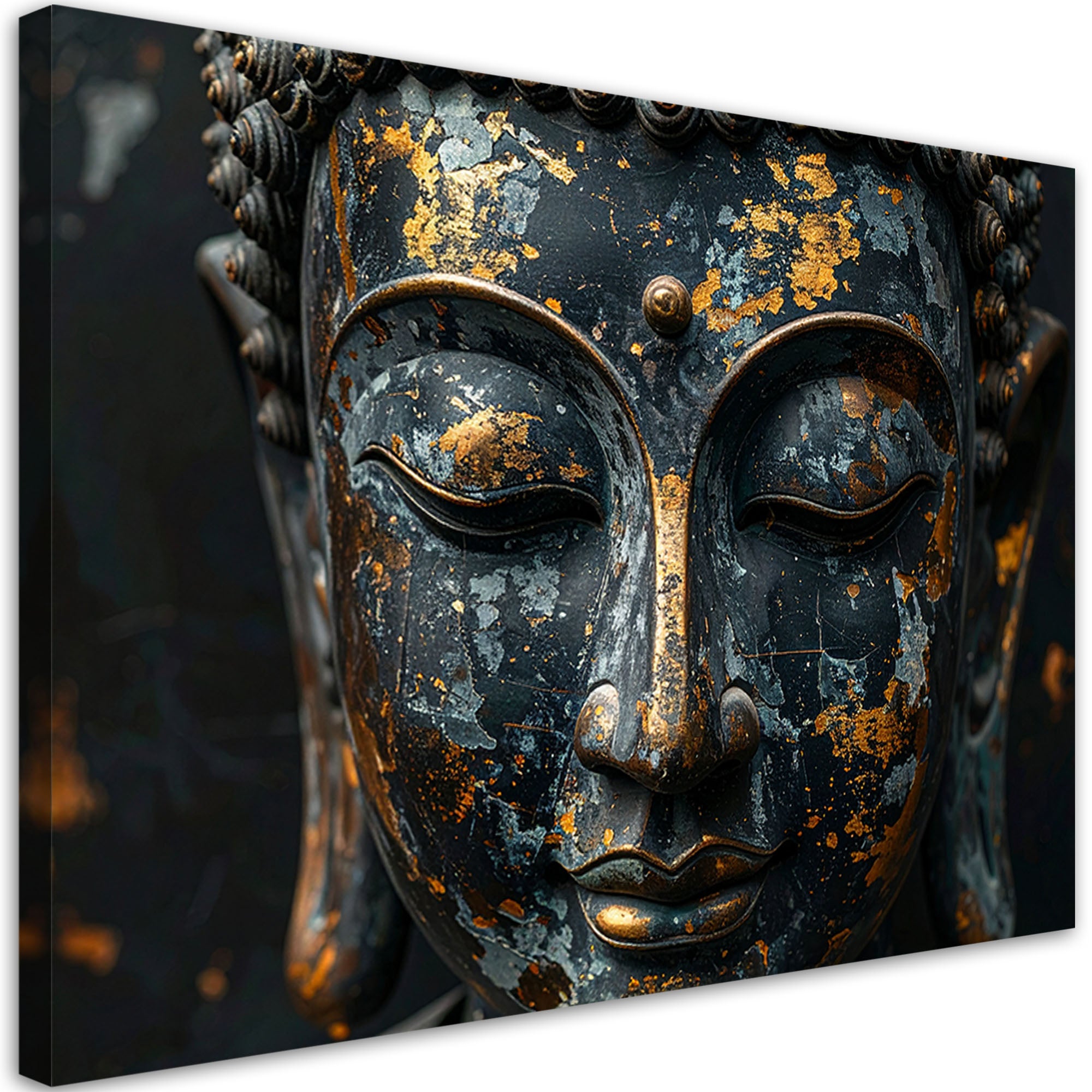 Obraz do salonu sypialni biura, Czarny Posąg Buddy Zen Spa Orient 90x60