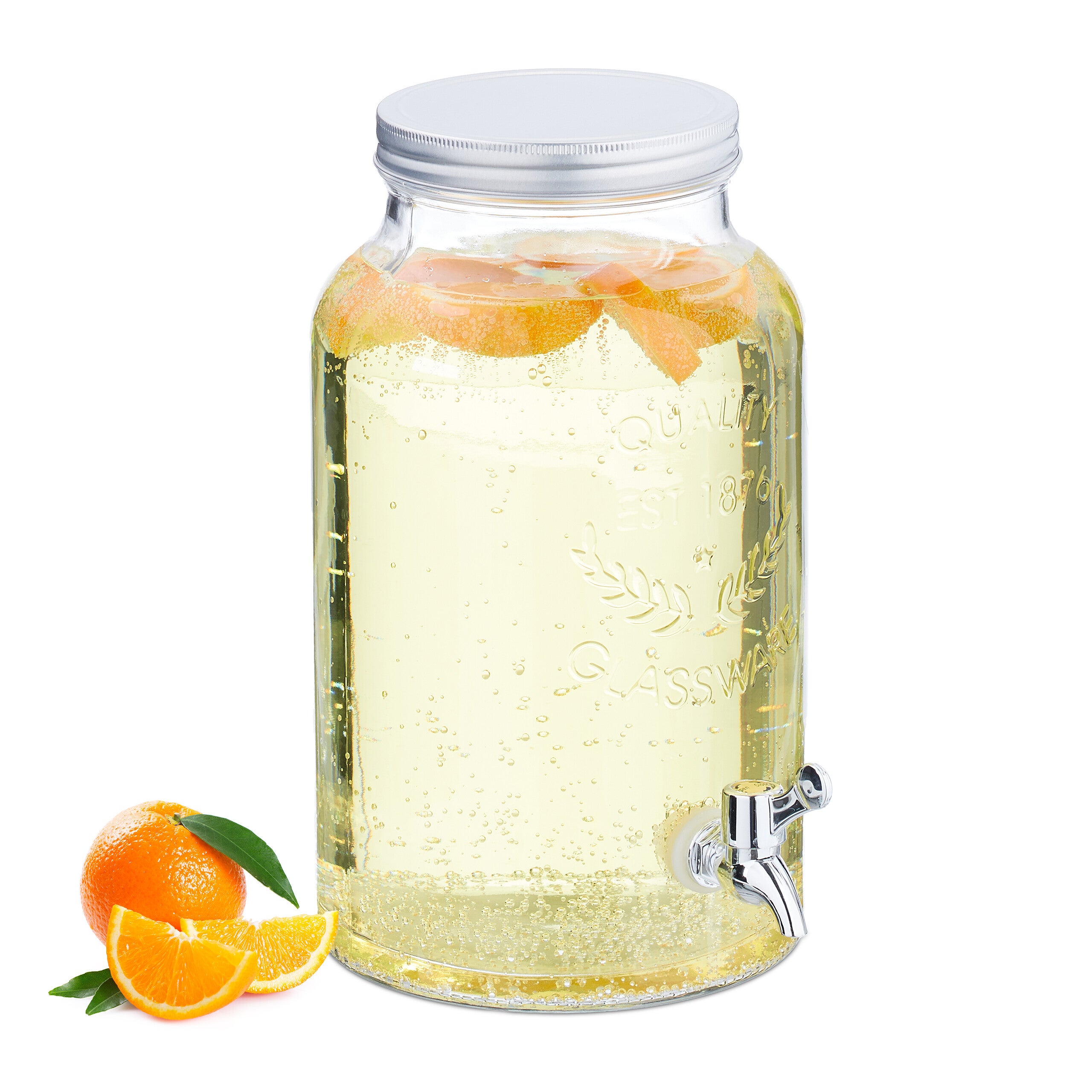 Relaxdays Distributeur De Boisson Vintage 2,8 Litres - Fontaine à Jus Avec Robinet Et Couvercle, Design Décoratif Transparent