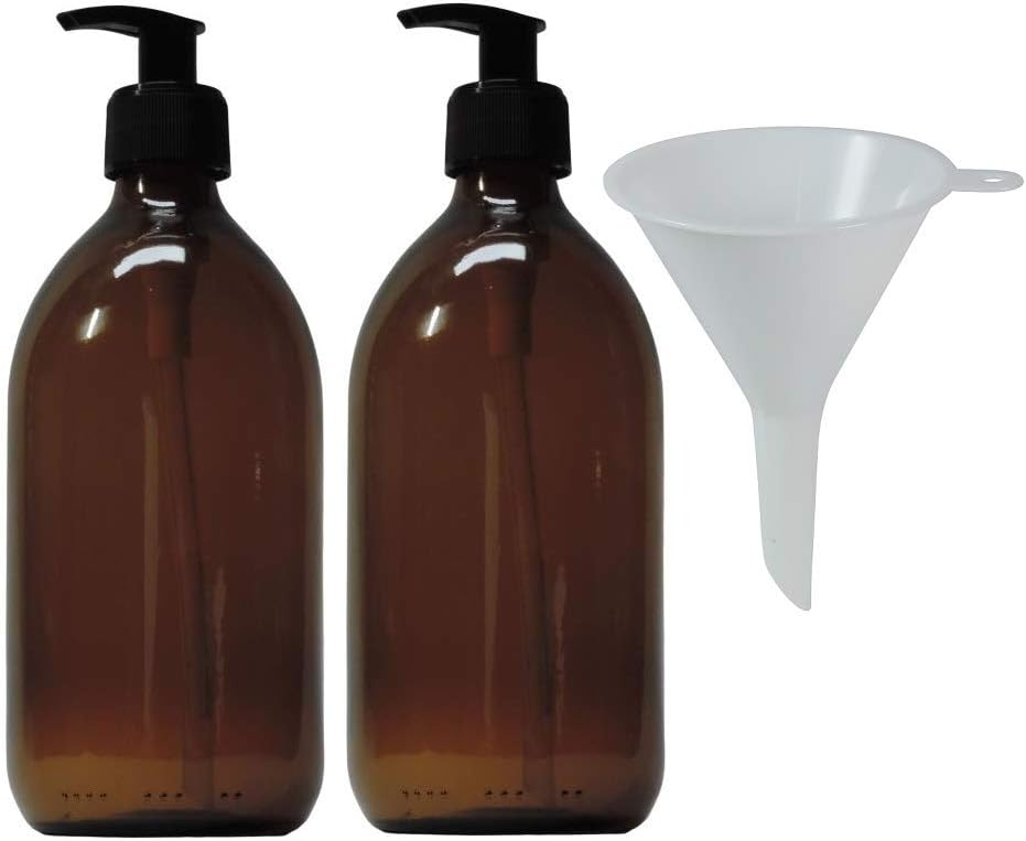 Zestaw 2 dozowników do mydła ze szkła bursztynowego, 500 ml, bez BPA, do kontaktu z żywnością, brązowy