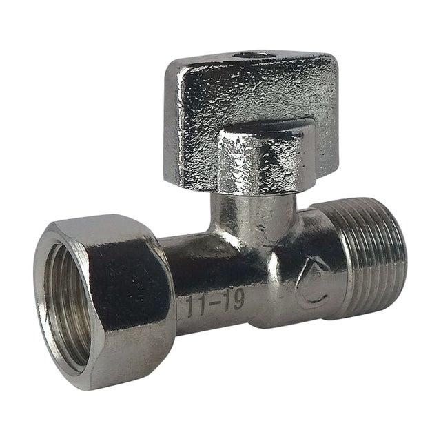 Robinet de WC 1/4 de tour droit nickelé M12/17 - Ecrou Prisonnier 12/17