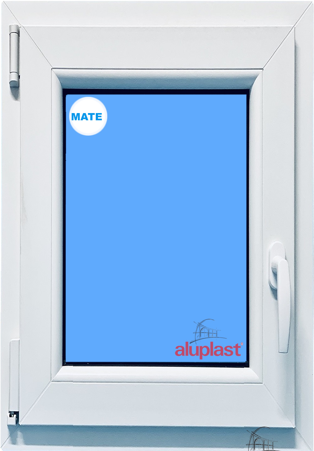 Ventana pvc 800x1000 blanca oscilobatiente izquierda vidrio mate