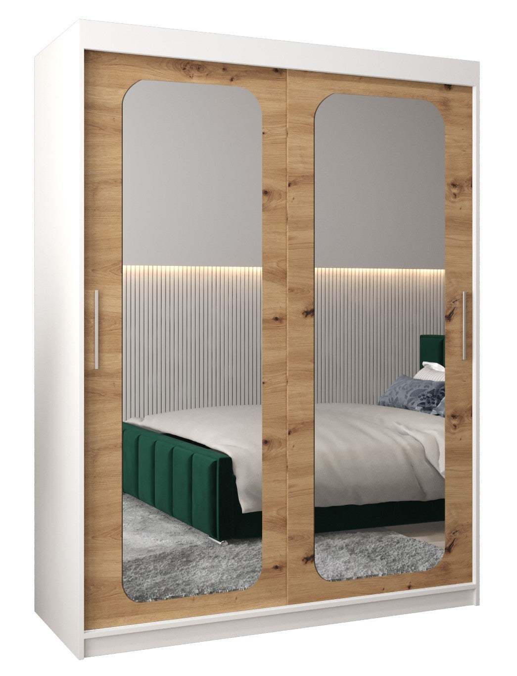 Szafa przesuwna garderoba PROMO T3 150 x 62 x 200 cm Biały + Artisan - Abiks Meble