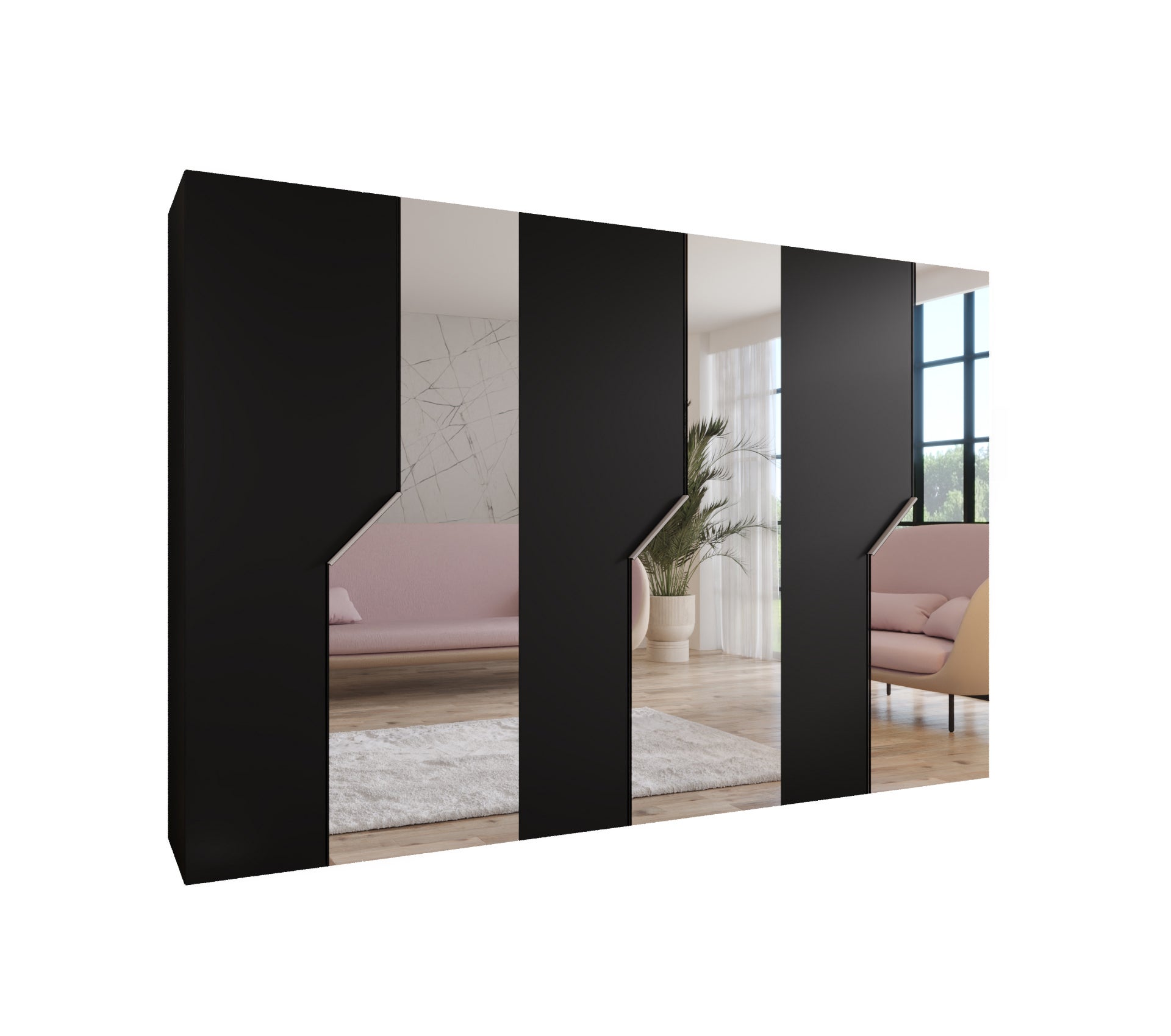Szafa uchylna otwierana Andrew 2 300 (100x3) x 52 x 202 cm czarny + u. Kaszmir Abiks Meble