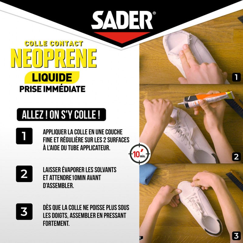 Colle contact néoprène liquide 55ml SADER - 4
