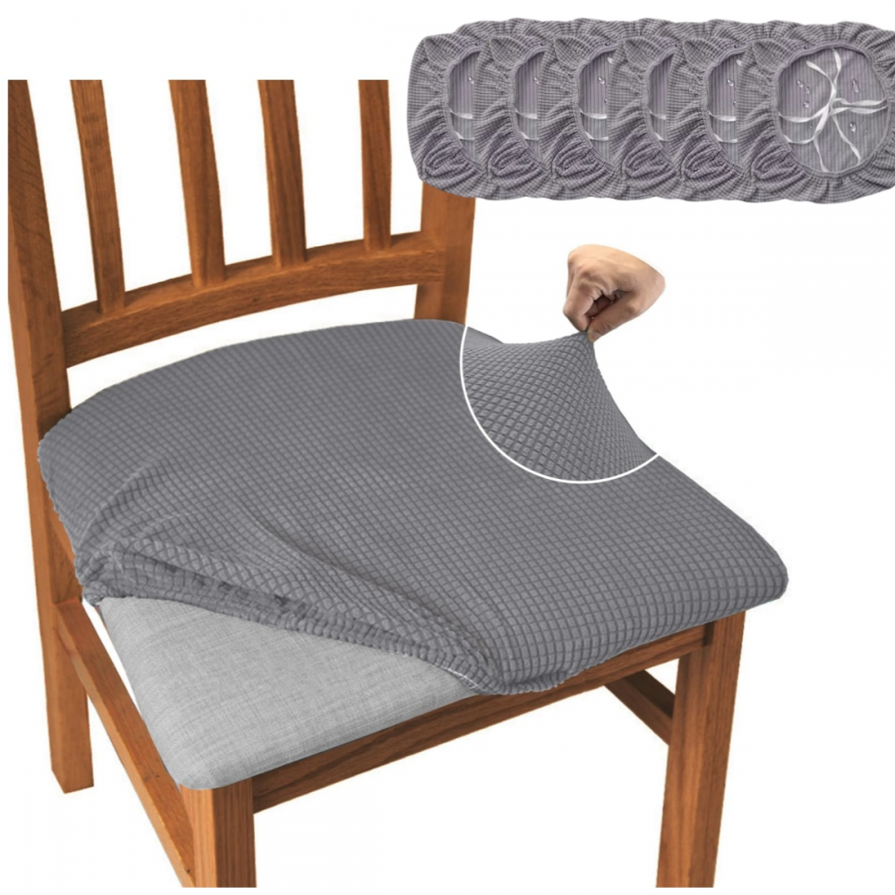 Housses Lavables Salle à Manger Fuloon Lot De 6 Housses De Chaise Extensibles Imperméables Jacquard – Protection Élégante Pour Salle à Manger, Cuisine & Bureau (Cendre