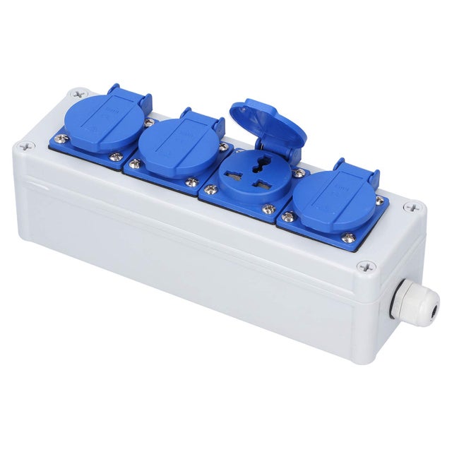 Boîtier de prise extérieur étanche avec interrupteur, protection contre la pluie et l'alimentation murale, prises électriques (boîtier pour quatre pri