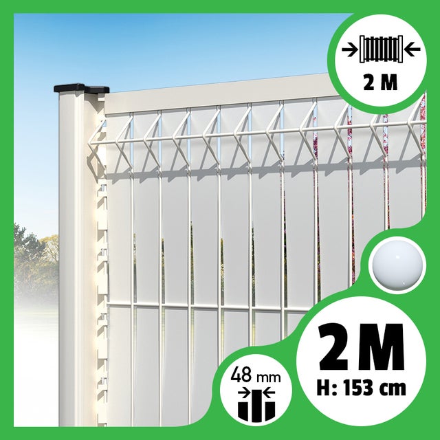 Brise-vue Lattes aluminium N55 - Blanc - 153 cm, 2 mètres