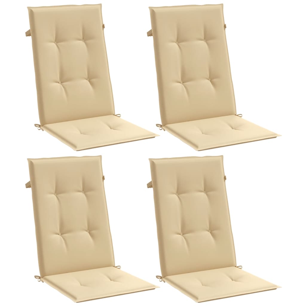 Coussins de chaise à dossier haut lot de 4 beige mélangé tissu - 3