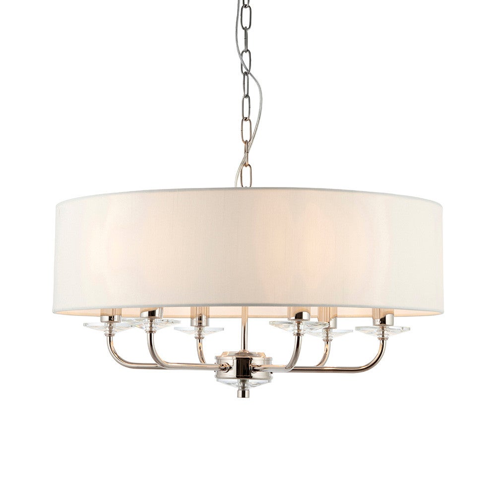 Lampa sufitowa z abażurem NIXON niklowana biała 6xE14x15W metal wym:79x55x55cm IP20 Endon