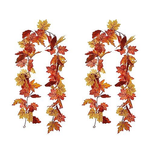 Ghirlanda Autunnale 2m Foglie D'acero | 2 Pezzi, Rampicante Artificiale Per Decorazioni Casa, Ringraziamento