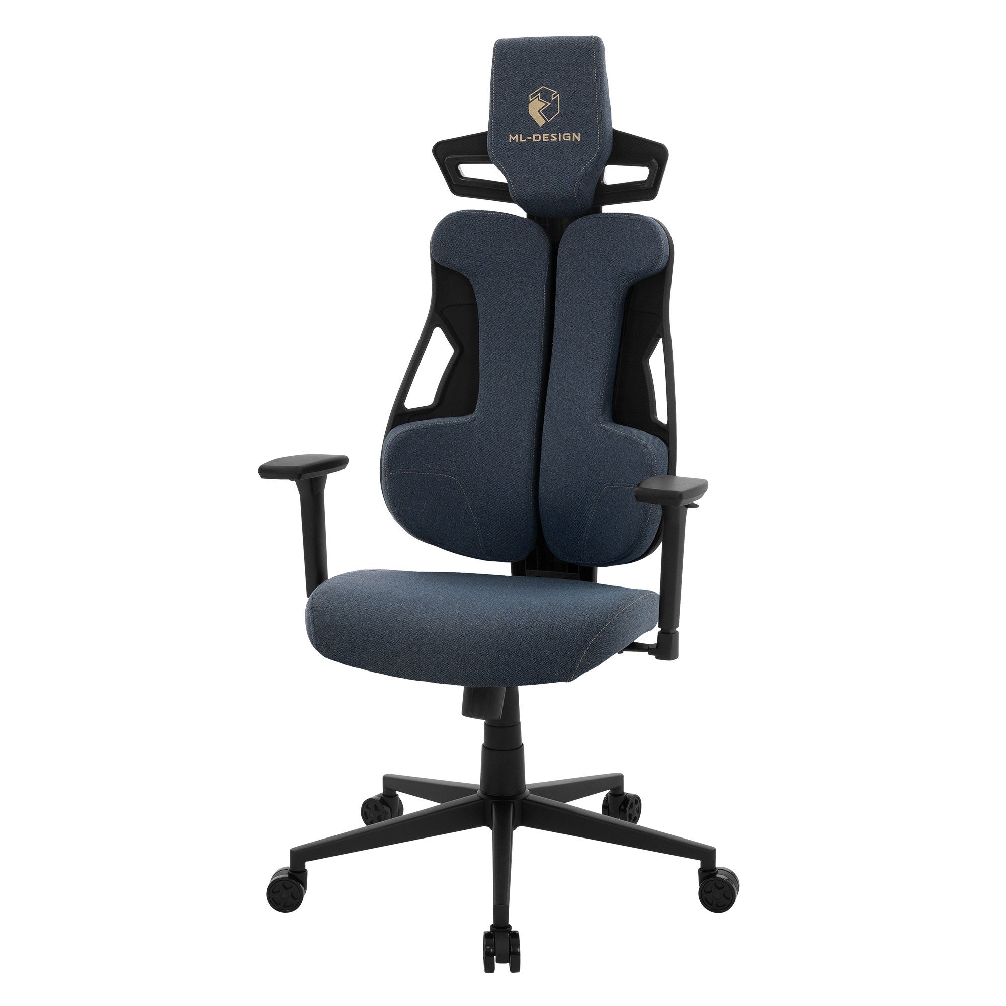 ML-Design krzesło gamingowe ergonomiczne z tkaniny niebieskie z podłokietnikami 3D zagłówkiem podparciem lędźwiowym regulacją wysokości do biura