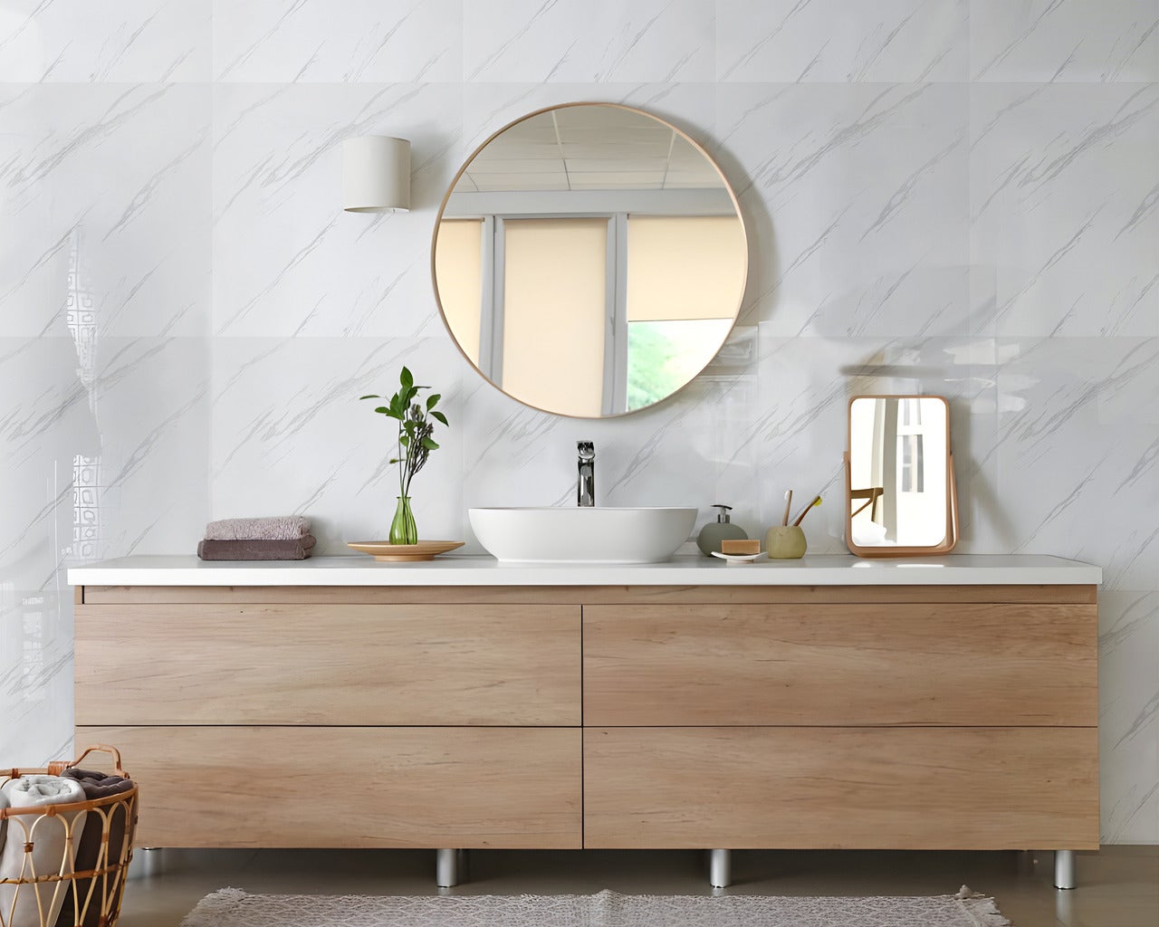 SPC imitation carrelage Panneaux muraux et de plafond, pour salle de bain & cuisine, 60x60cm - 0,36m². 1 morceau, de revêtement mural PUV5 - 3