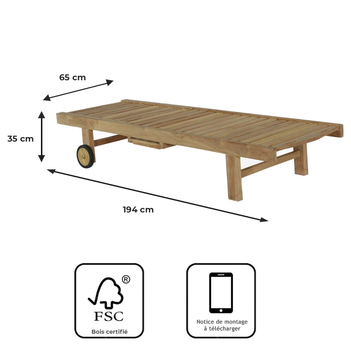 Bain de Soleil en teck massif Palawan - 9