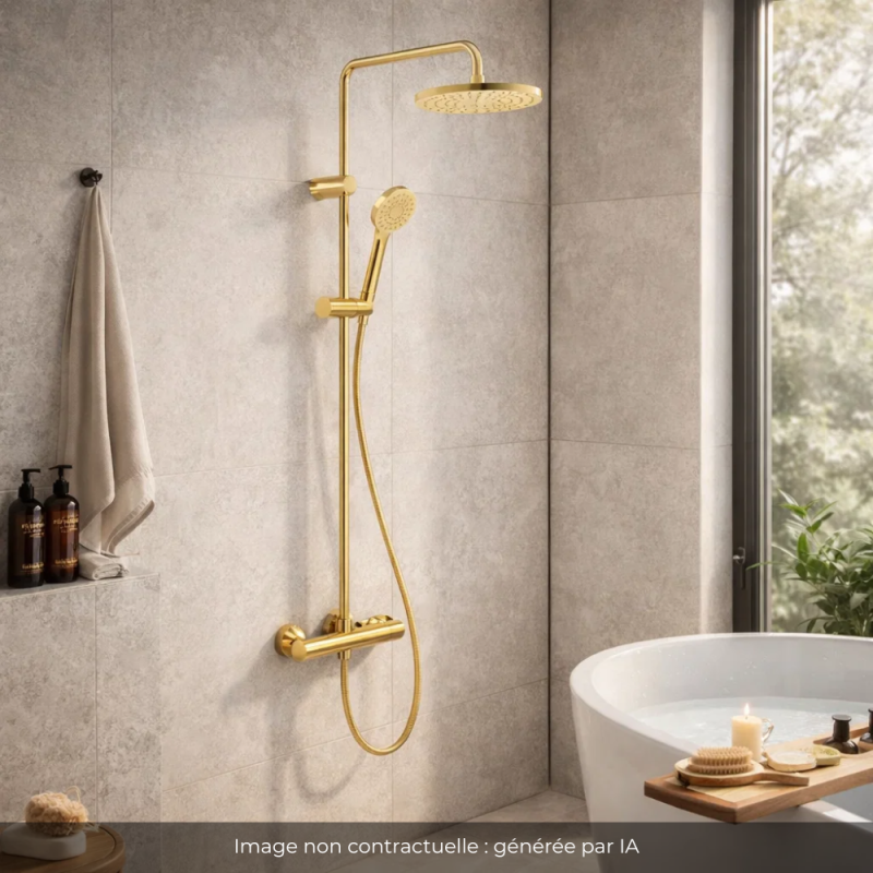 Colonne de douche thermostatique DURAVIT MinusFlow doré poli - 2