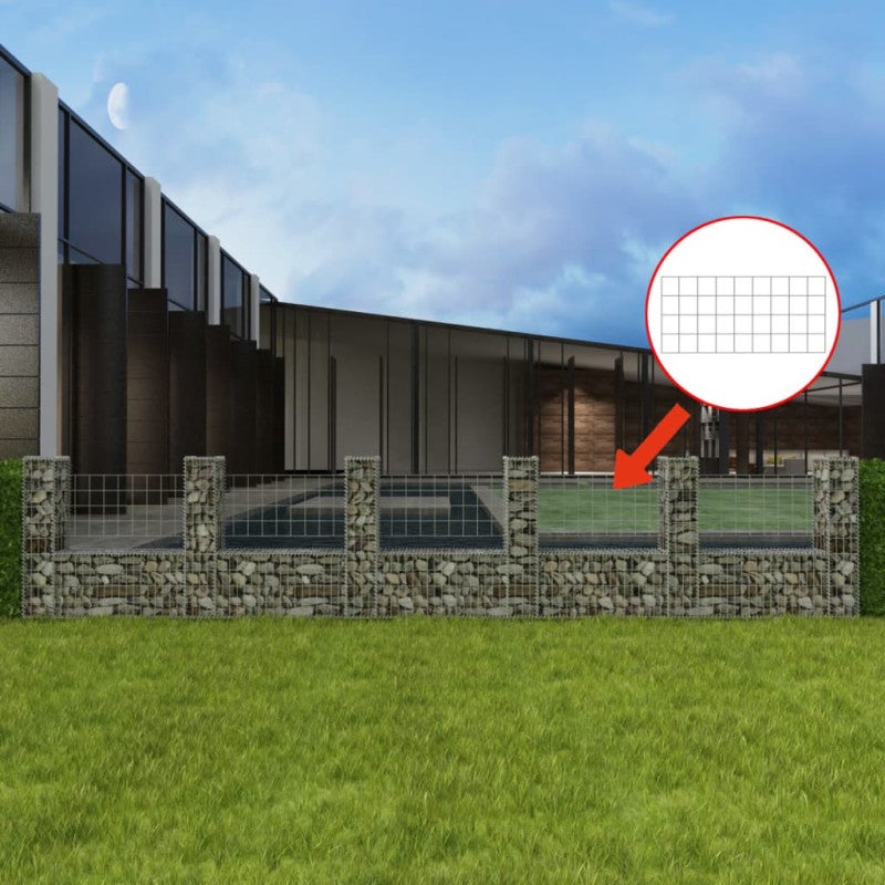 Kosz gabionowy w kształcie litery U, stal, 570x20x100 cm vidaXL