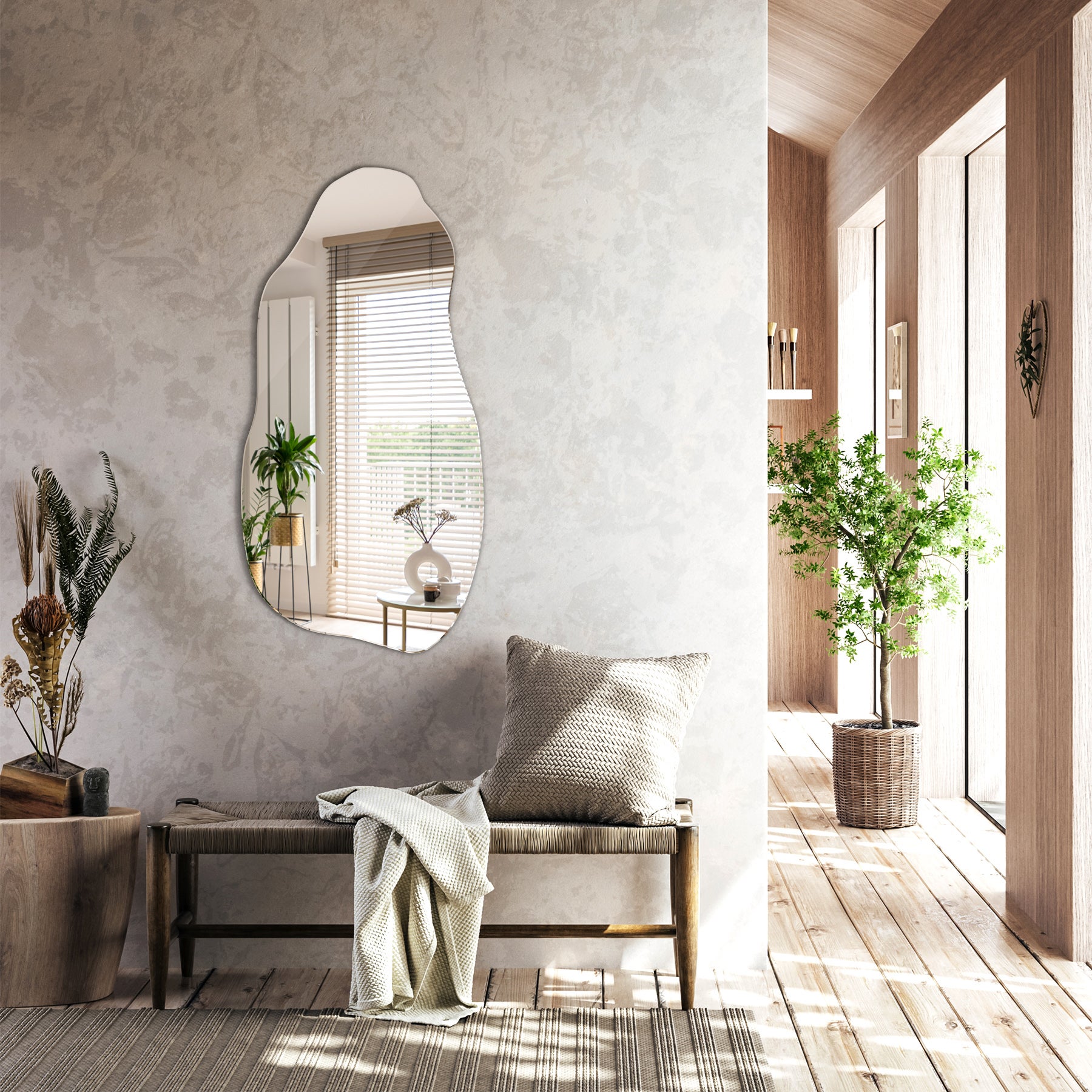 Miroir asymétrique organique irrégulier pour la salle de bain, le salon - 45 cm x 90 cm - 2