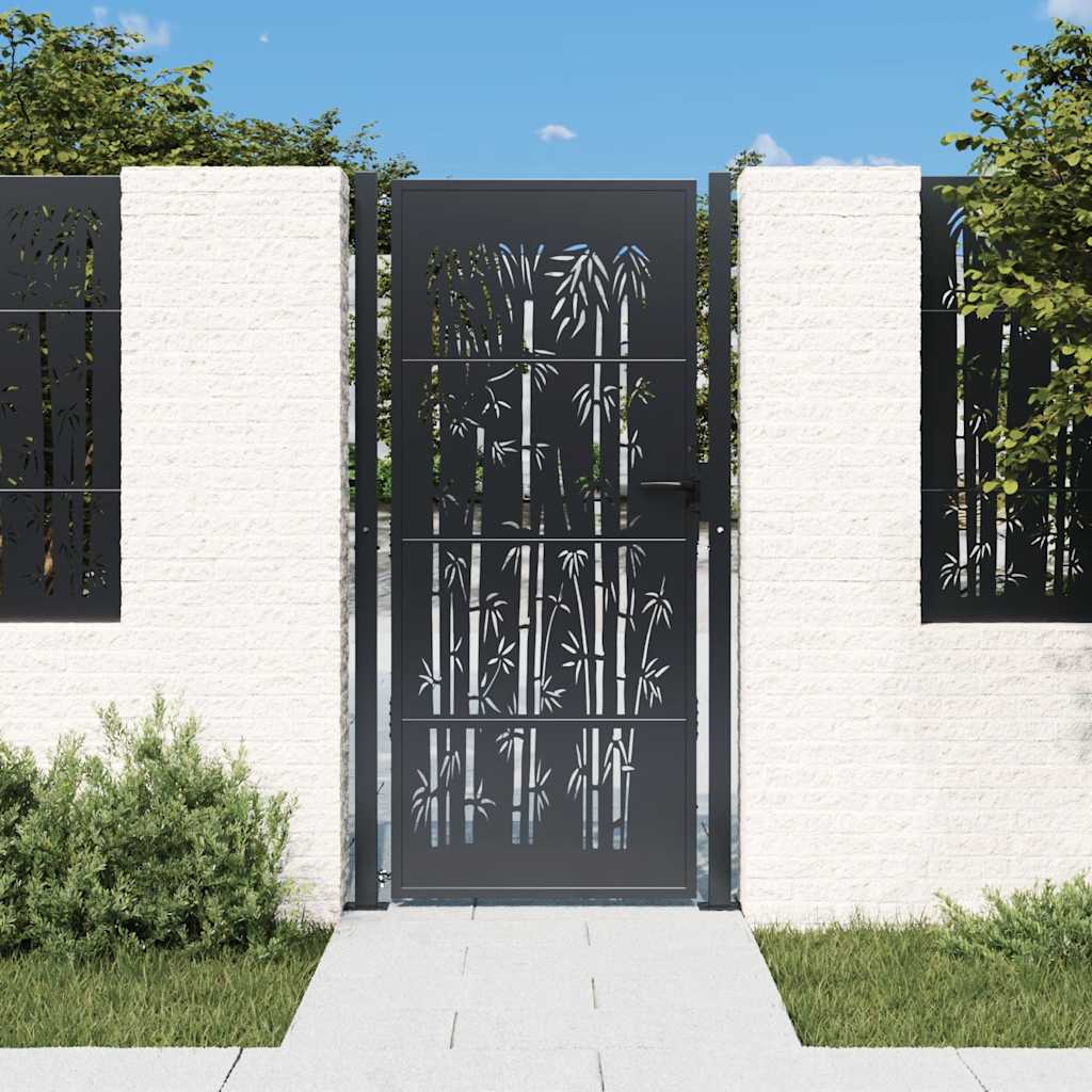 Vidaxl Puerta De Jardín Antracita 100X200 Cm Acero Diseño Bambú Gris , Leroy Merlin