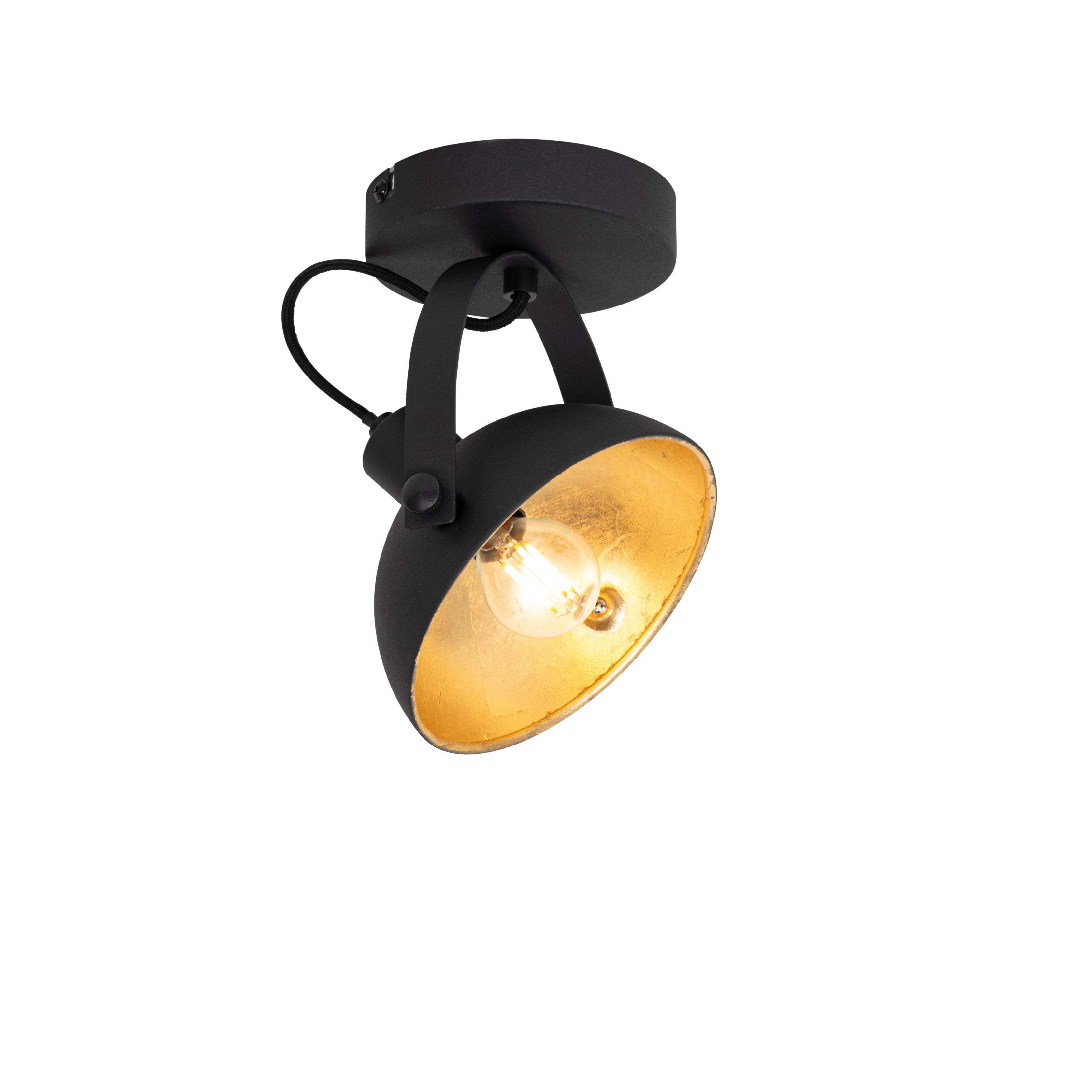 Qazqa regulowany reflektor sufitowy 1-punktowy - Magnax - czarny, e14, max. 40w, kompatybilny z żarówką LED, 17.9cm, okrągły