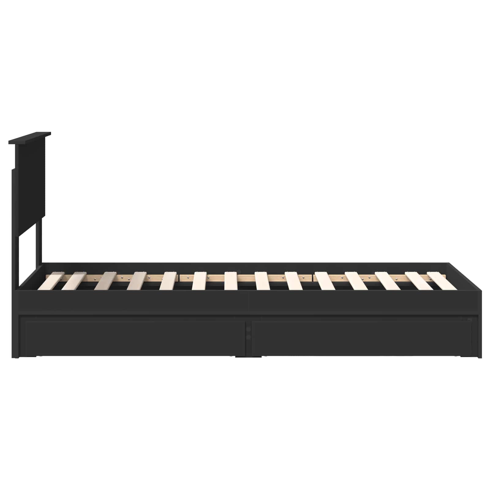 Lit de rangement avec tiroir noir 75 x 190 cm panneau de bois - 9