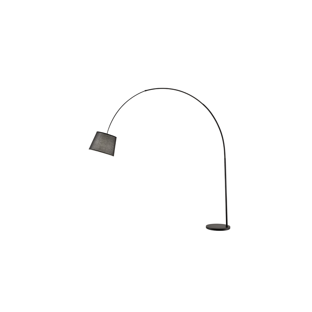 Arche - Curved LED metal floor lamp 1xE27 MAX 60W, H.230 cm, 180° adjustable head, Black - Perenz