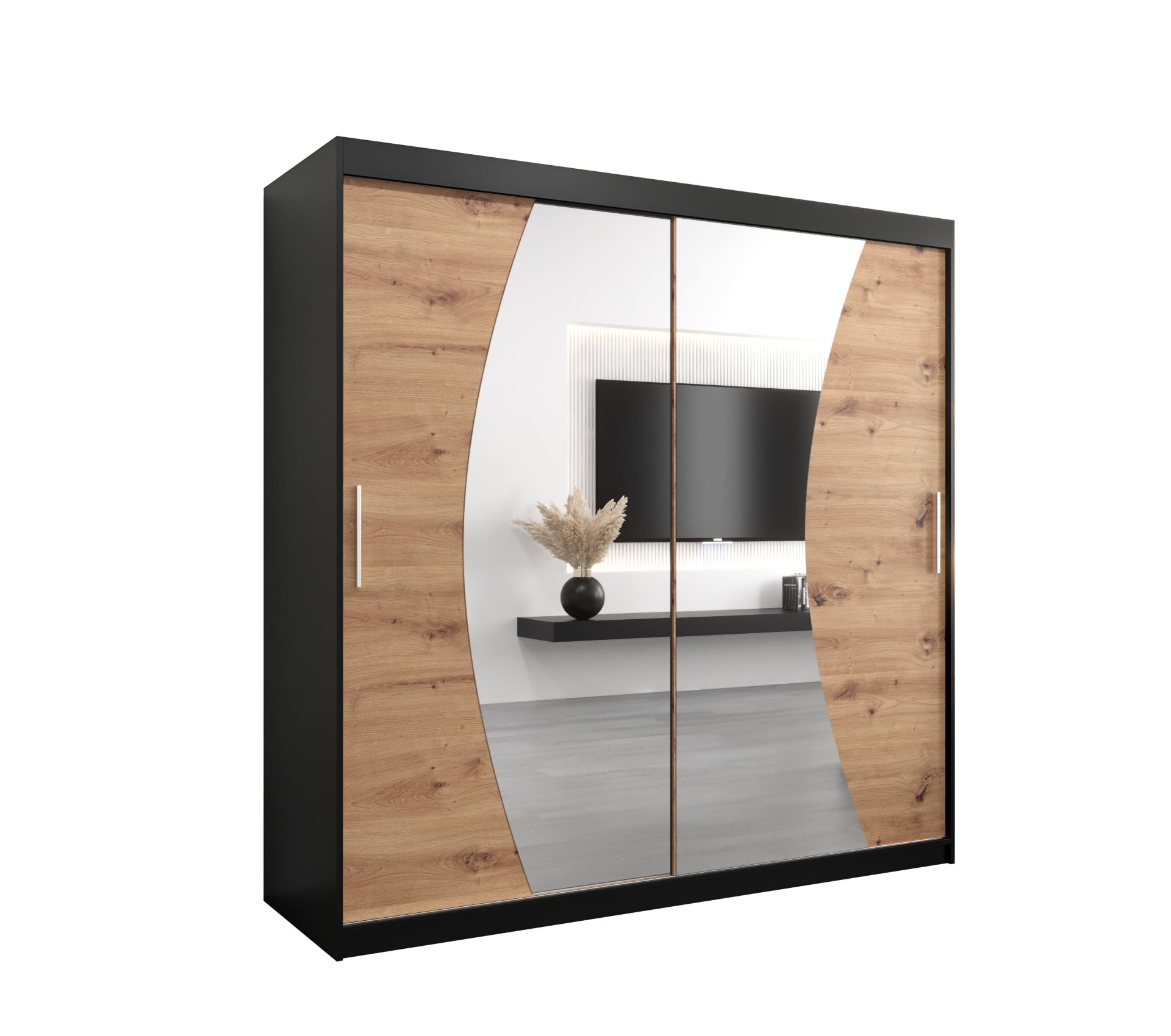Szafa przesuwna garderoba WAVE 200 x 62 x 200 cm Czarny + Artisan - Abiks Meble