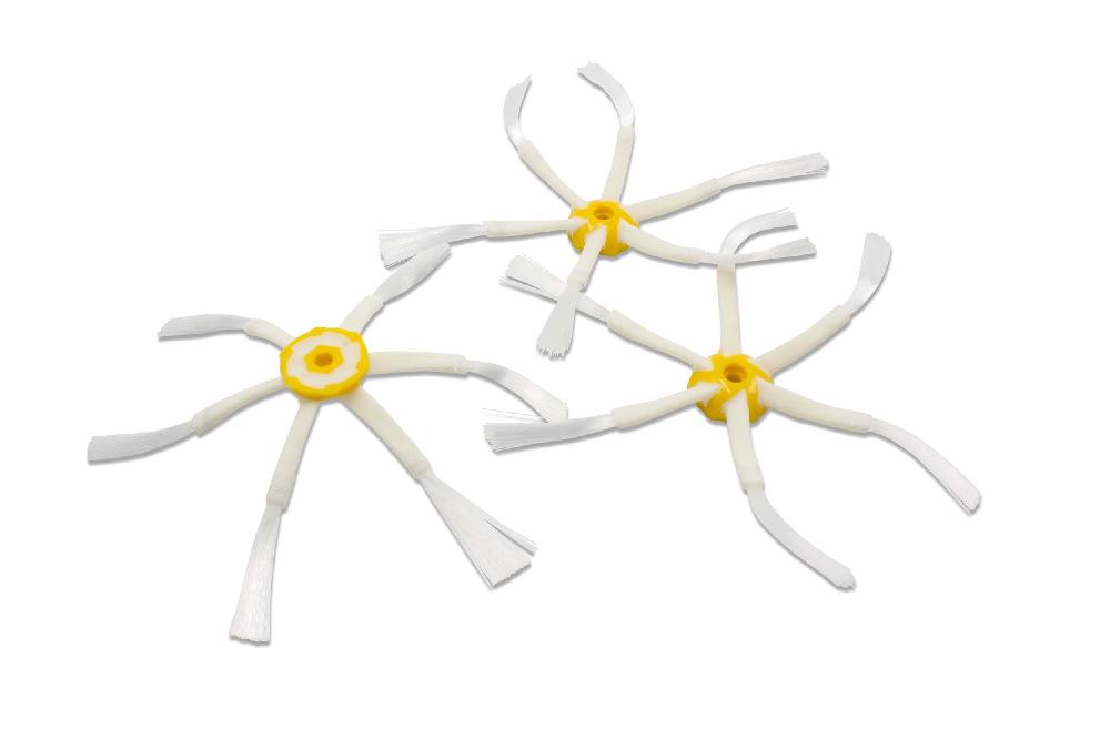 vhbw 3x Brosse latérale compatible avec iRobot Roomba 605, 611, 618, 610, 612, 615, 616, 614 robot aspirateur - Lot de brosses, jaune / blanc - 2