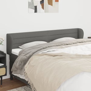 Tête de lit avec oreilles Noir 147x16x118/128 cm Tissu