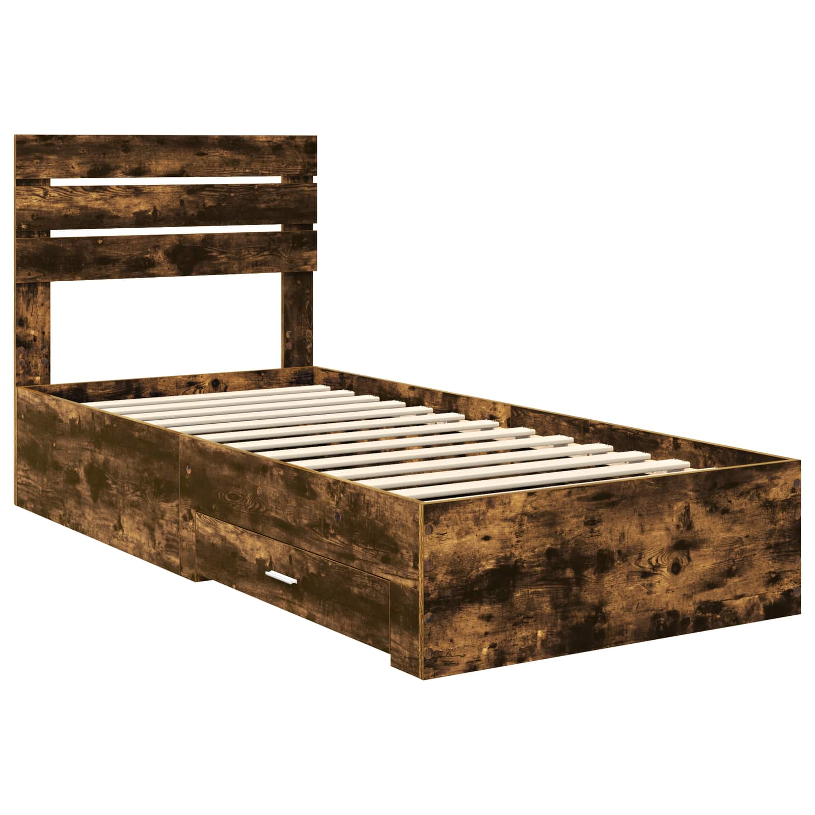 Cadre de lit chêne fumé 90 x 190 cm en panneau de bois - 4